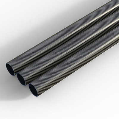 Woven Finish Roll Wrapped Carbon Fiber Tube Glossy Surface OD 40mm