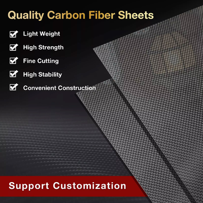 100% Carbon Fiber Sheet Laminate Carbon Fiber Board 0.5-6 MM Thickness