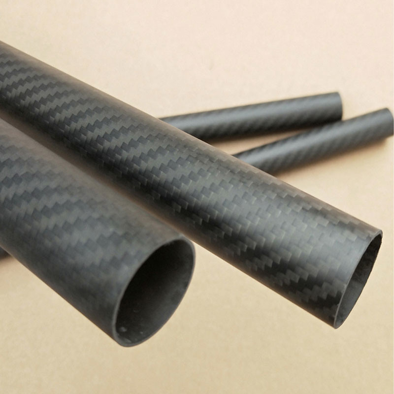 High Pressure Lightweight Round Carbon Fibre Tube Plain Weave Matte