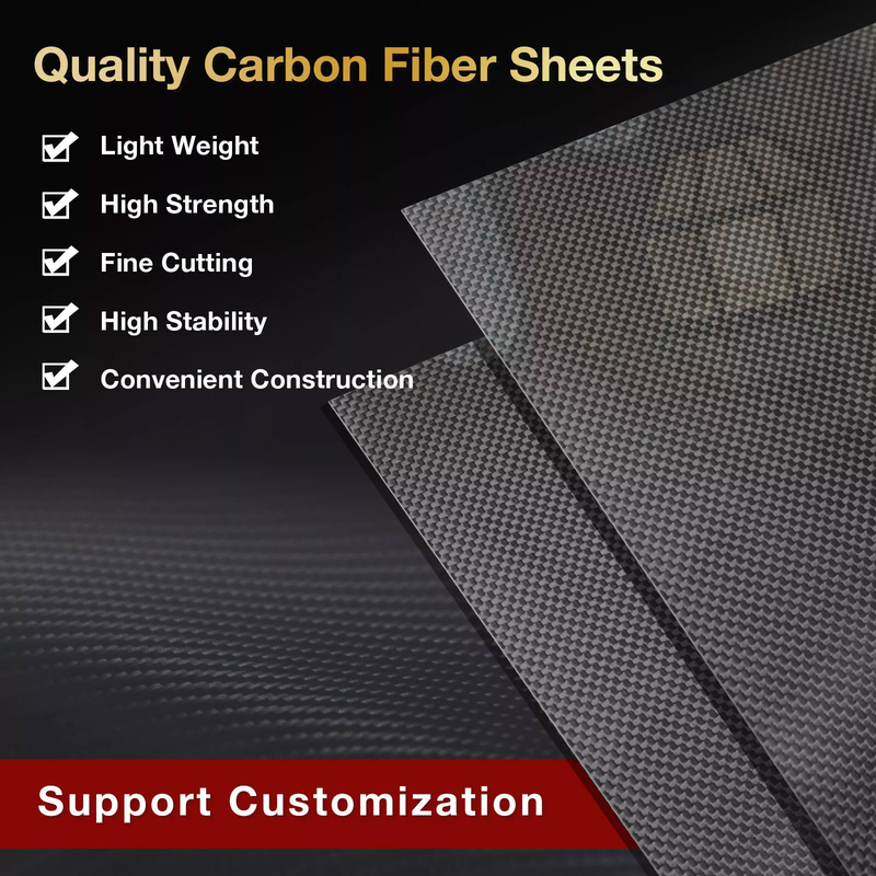 100% Carbon Fiber Sheet Laminate Carbon Fiber Board 0.5-6 MM Thickness