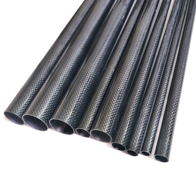 3K Roll Wrapped Carbon Fiber Tube Glossy Surface 0.3mm Thickness