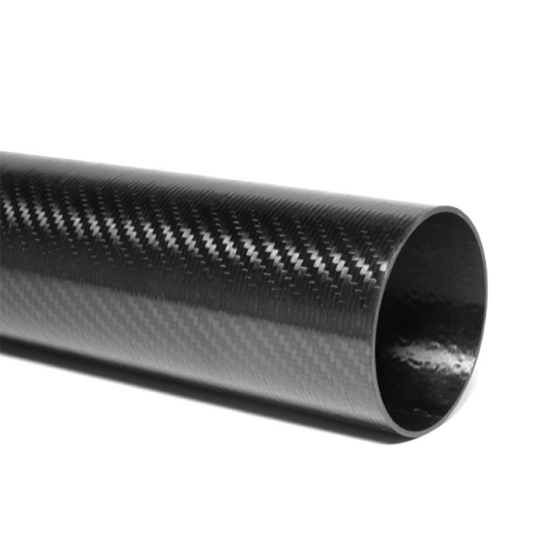 3K Twill Round Carbon Fibre Tubes Poles With Roll Wrapping