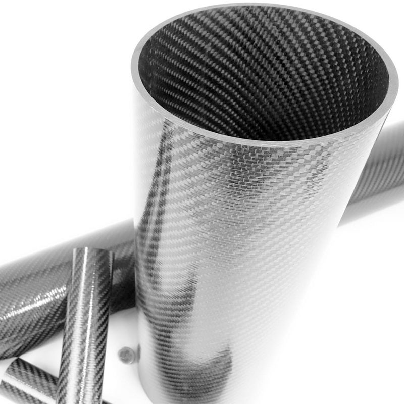 3K Twill Carbon Fiber Round Tube Roll Wrapped Tubing Large Carbon Fibre